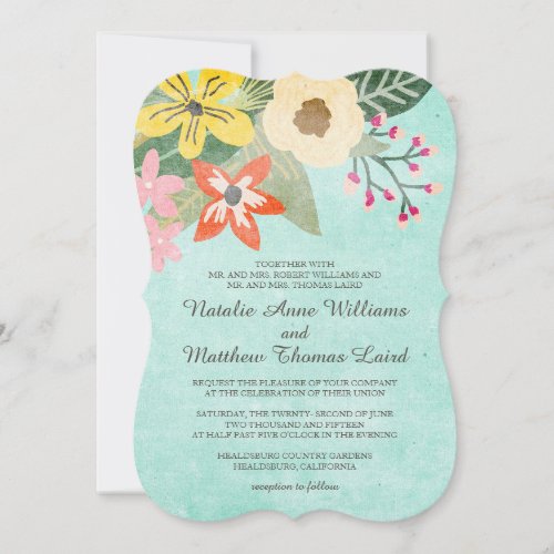 Beautiful Blooms Wedding Invitation / Aqua