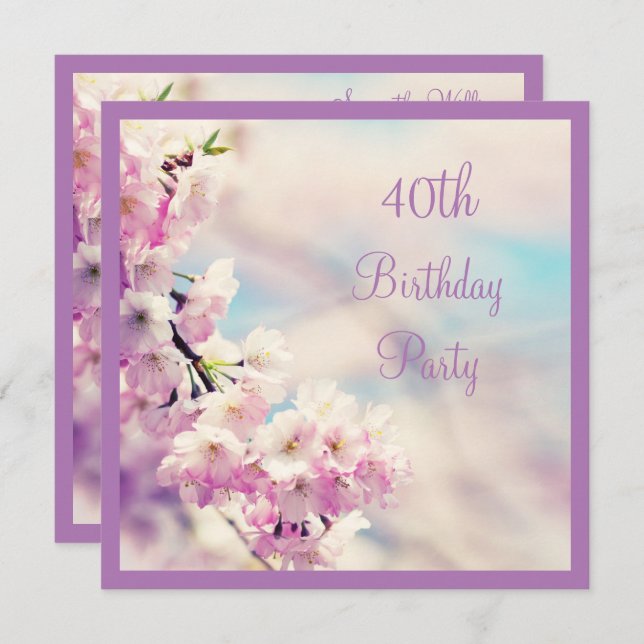 Beautiful Blossom 40th Birthday Invitation (Front/Back)