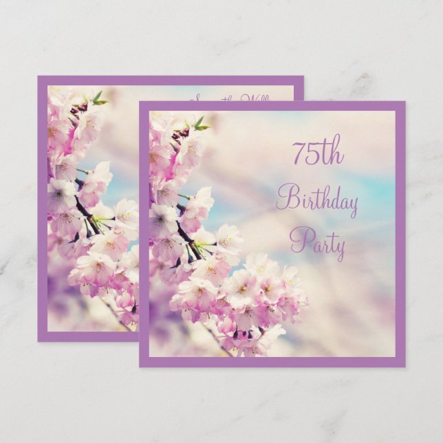 Beautiful Blossom 75th Birthday Invitation (Front/Back)