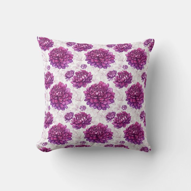 Beautiful Blossom Chic Pink Floral Garden Pattern Throw Pillow (Front)