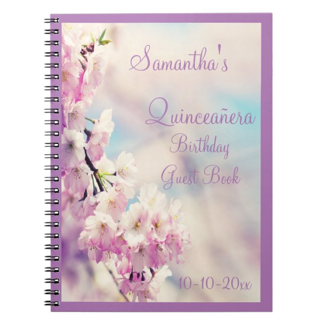 Beautiful Blossom Quinceañera Birthday Notebook (Front)