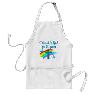 BEAUTIFUL BLUE 80TH BIRTHDAY CHRISTIAN DESIGN ADULT APRON