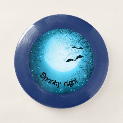 Beautiful blue aesthetic Halloween night Moon bats Wham_O Frisbee