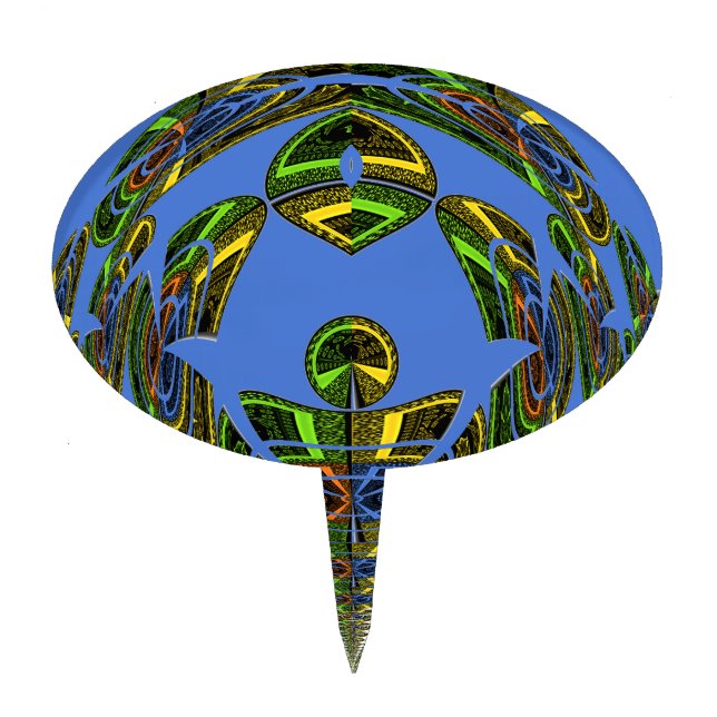 Beautiful Blue African Traditional Ethnic  Vector  Cake Topper (Front)