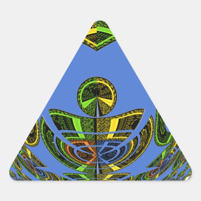 Beautiful Blue African Traditional Ethnic  Vector  Triangle Sticker (Front)