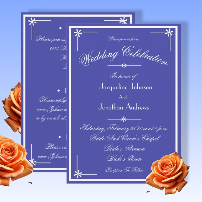 Beautiful Blue All In One RSVP Website Wedding Invitation (Beautiful Blue All In One RSVP Wedding Invitation. Add your own details, Website, email etc.  )