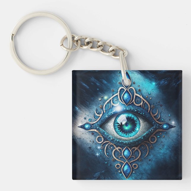 Beautiful Blue All Seeing Eye Illuminati Keychain (Front)