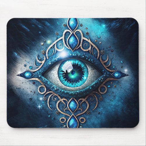 Beautiful Blue All Seeing Eye Illuminati Mouse Pad