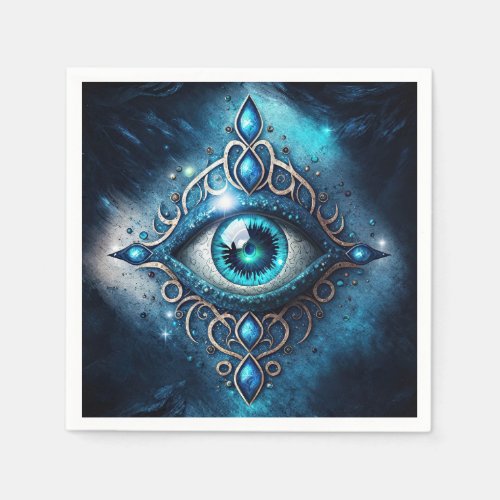 Beautiful Blue All Seeing Eye Illuminati Napkins