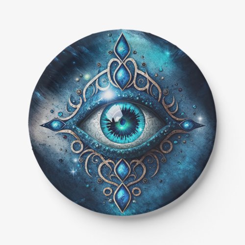 Beautiful Blue All Seeing Eye Illuminati Paper Plates