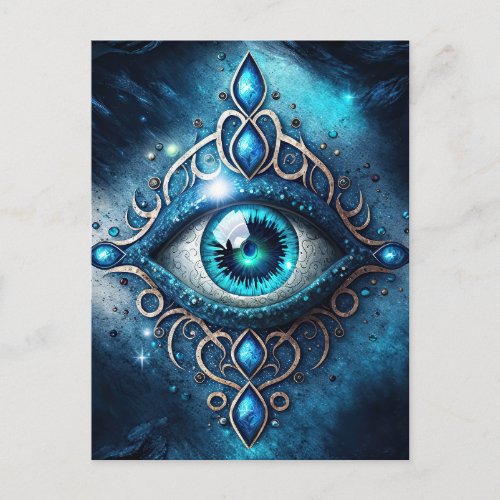 Beautiful Blue All Seeing Eye Illuminati Postcard