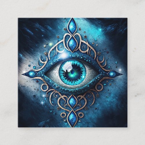 Beautiful Blue All Seeing Eye Illuminati Square Business Card