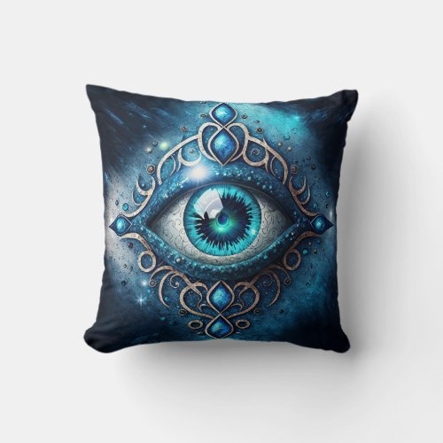 Beautiful Blue All Seeing Eye Illuminati Throw Pillow