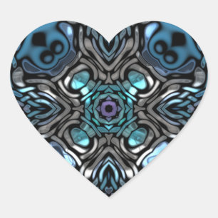 Beautiful Blue and Black Inlay Design Heart Sticker