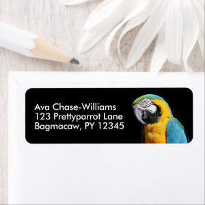 Beautiful Blue and Gold Macaw Parrot Label