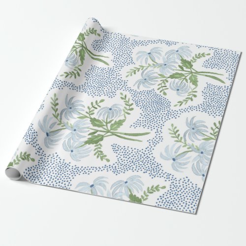 Beautiful Blue and Green Bouquets Wrapping Paper