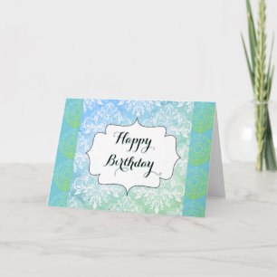 Beautiful Blue and Green Happy Birthday Card