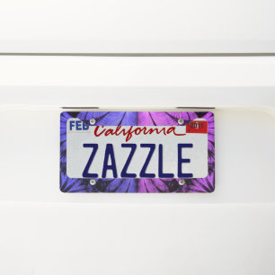 Beautiful Blue and Lilac-Violet Fractal Feathers License Plate Frame