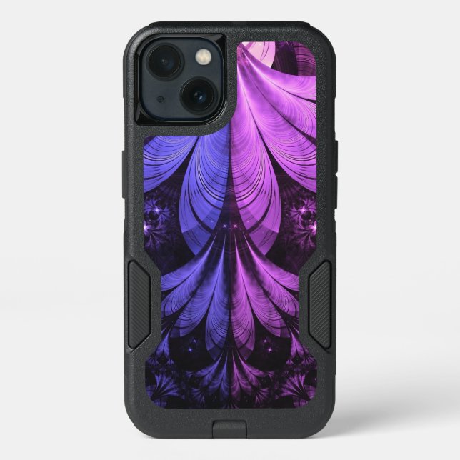 Beautiful Blue and Lilac-Violet Fractal Feathers Otterbox iPhone Case (Back)