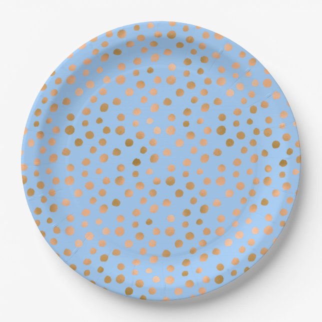 Beautiful Blue and Pink Rose faux foil Paper Plates (Front)