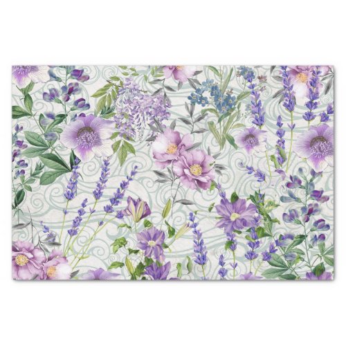 Beautiful Blue and Purple Flowers Nature Botanical Tissue Paper