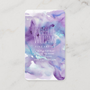 Beautiful Blue and Purple Watercolor Business Card