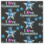 BEAUTIFUL BLUE AND SILVER GYMNASTICS DESIGN FABRIC