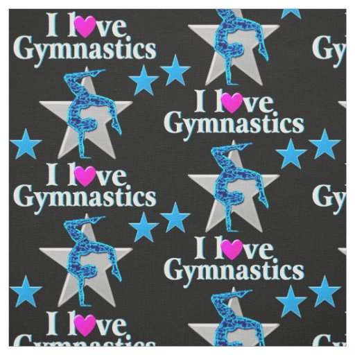 BEAUTIFUL BLUE AND SILVER GYMNASTICS DESIGN FABRIC