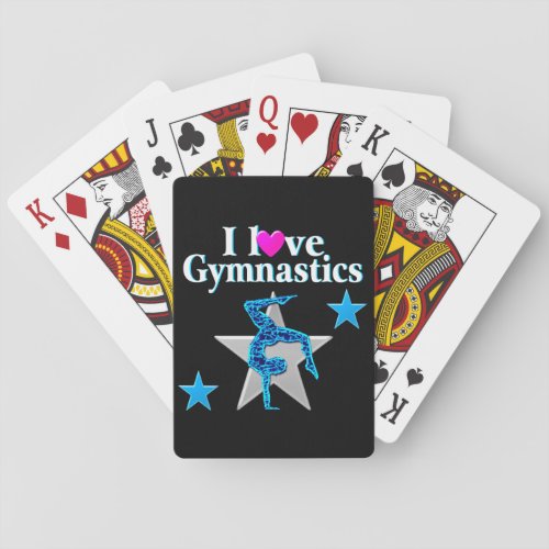 BEAUTIFUL BLUE AND SILVER GYMNASTICS DESIGN PLAYING CARDS