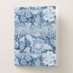 Beautiful Blue and White Boho Flowers Pocket Folder