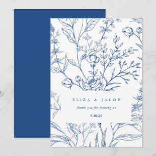 Beautiful Blue and White Floral Wedding Thank You Card