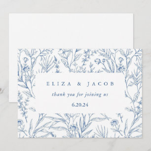 Beautiful Blue and White Floral Wedding Thank You Card