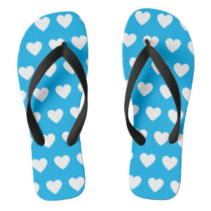 Beautiful blue and white hearts printed flip flops