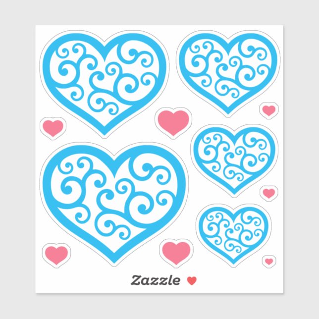 Beautiful blue and white ornamental heart CC1129 Sticker (Sheet)