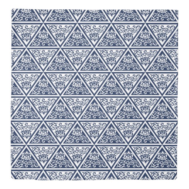 Beautiful Blue and White Renaissance Floral Duvet Cover (Front)