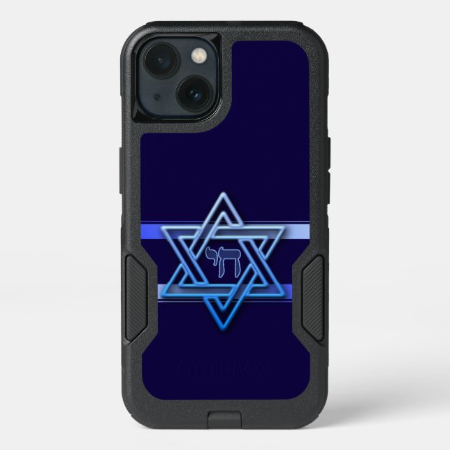 Beautiful Blue and White Star of David chai Otterbox iPhone Case (Back)