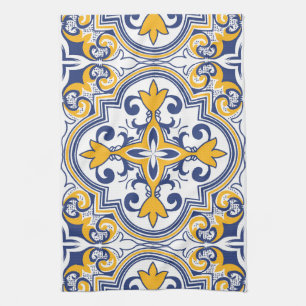 💙💛 Beautiful blue and yellow Azulejos 9 Kitchen Towel