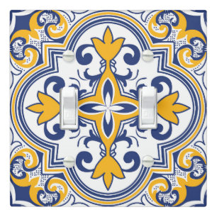 💙💛 Beautiful blue and yellow Azulejos 9 Light Switch Cover