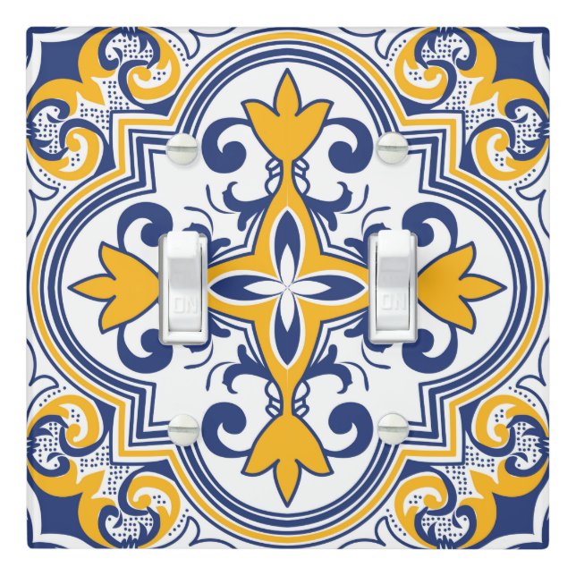 💙💛 Beautiful blue and yellow Azulejos 9  Light Switch Cover (In Situ)