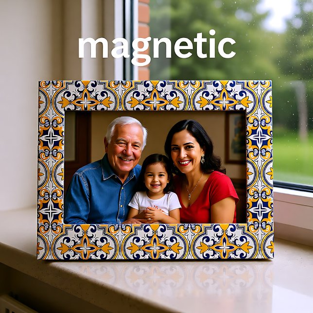 💙💛 Beautiful blue and yellow Azulejos 9,  Magnetic Frame (Beautiful blue and yellow Azulejos,  Magnetic Frame)