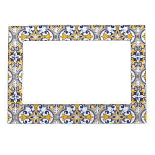 💙💛 Beautiful blue and yellow Azulejos 9, Magnetic Frame