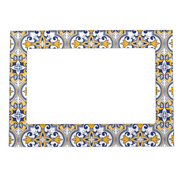 💙💛 Beautiful blue and yellow Azulejos 9,  Magnetic Frame (Front)