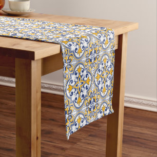 💙💛 Beautiful blue and yellow Azulejos 9, Short Table Runner