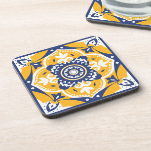 💛💙🤍 Beautiful blue and yellow Azulejos Beverage Coaster