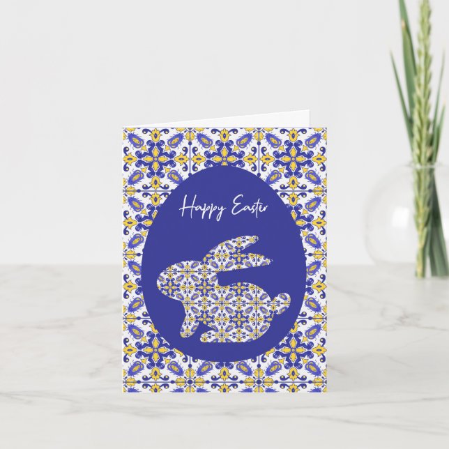 🐇💙💛 Beautiful blue and yellow Azulejos Card (Front)