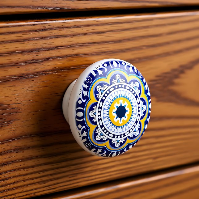 😍 Beautiful blue and yellow Azulejos,  Ceramic Knob (Beautiful blue and yellow Azulejos, Ceramic Knob)