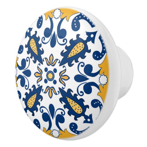  Beautiful blue and yellow Azulejos   Ceramic Knob