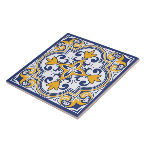  Beautiful blue and yellow Azulejos Ceramic Tile