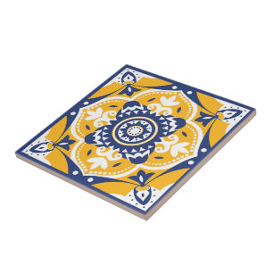💛💙🤍 Beautiful blue and yellow Azulejos Ceramic Tile