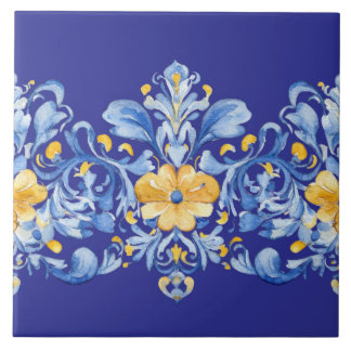 Beautiful Blue and Yellow Azulejos  Ceramic Tile